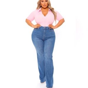 Plus size flare stretch jeans